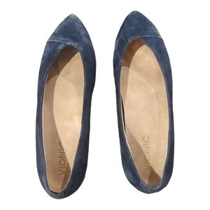 VIONIC Gem Caballo Blue Suede Flats - Size 7